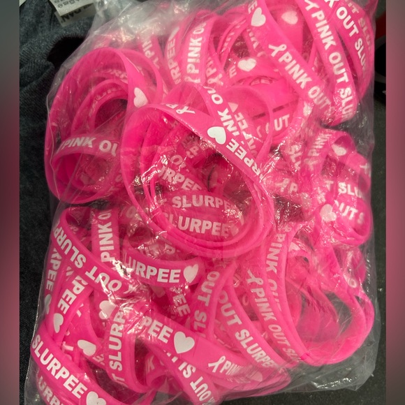 Breast cancer slurpee pink out rubber bracelets - Picture 1 of 1